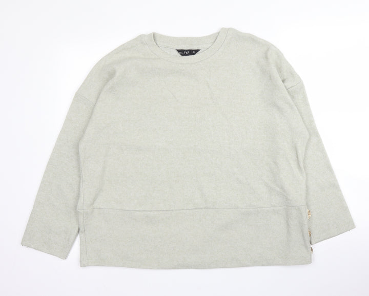 F&F Womens Green Round Neck  Viscose Pullover Jumper Size 14