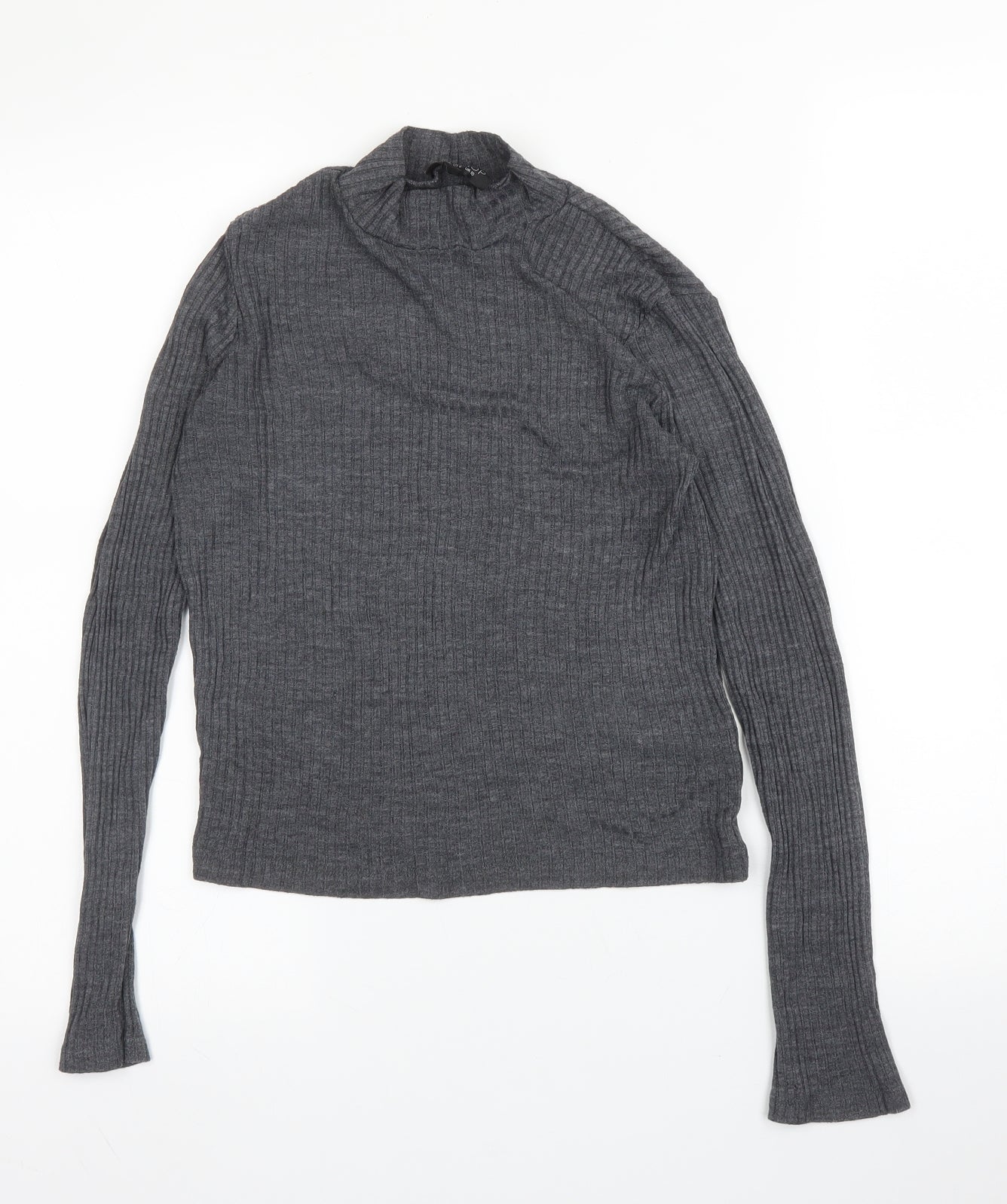 Topshop Womens Grey  Viscose Basic Blouse Size 10 Round Neck