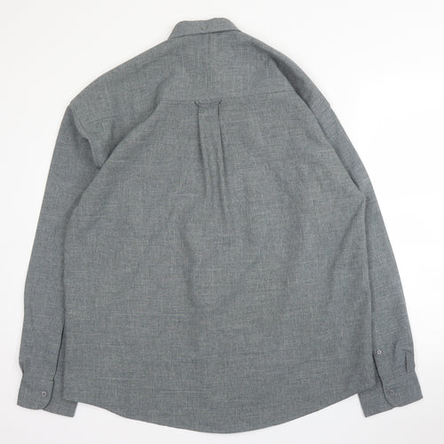 Matinee Mens Grey  Polyester  Button-Up Size L Collared Button