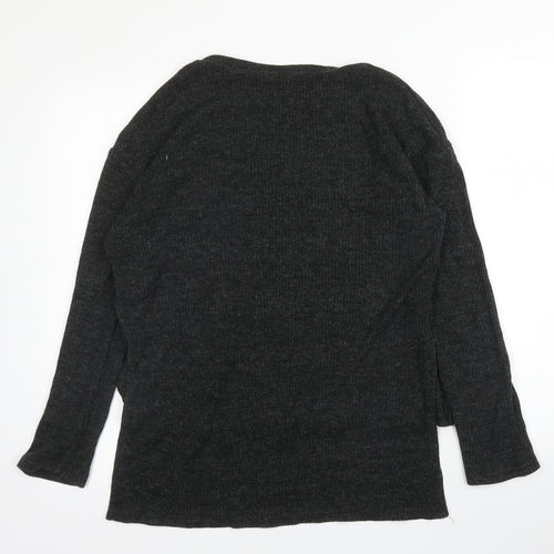 Select Womens Grey  Acrylic Basic Blouse Size 8 Round Neck