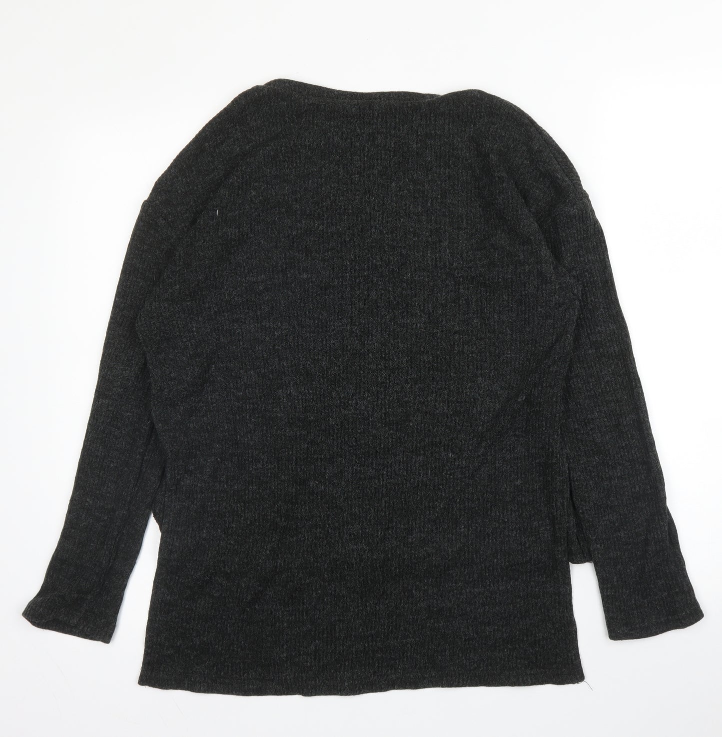 Select Womens Grey  Acrylic Basic Blouse Size 8 Round Neck