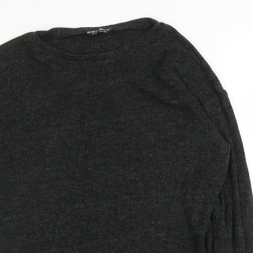 Select Womens Grey  Acrylic Basic Blouse Size 8 Round Neck
