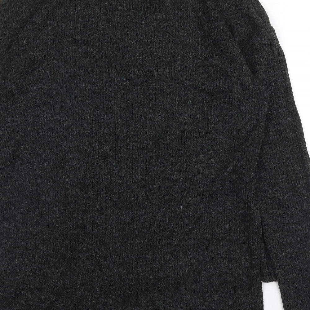 Select Womens Grey  Acrylic Basic Blouse Size 8 Round Neck