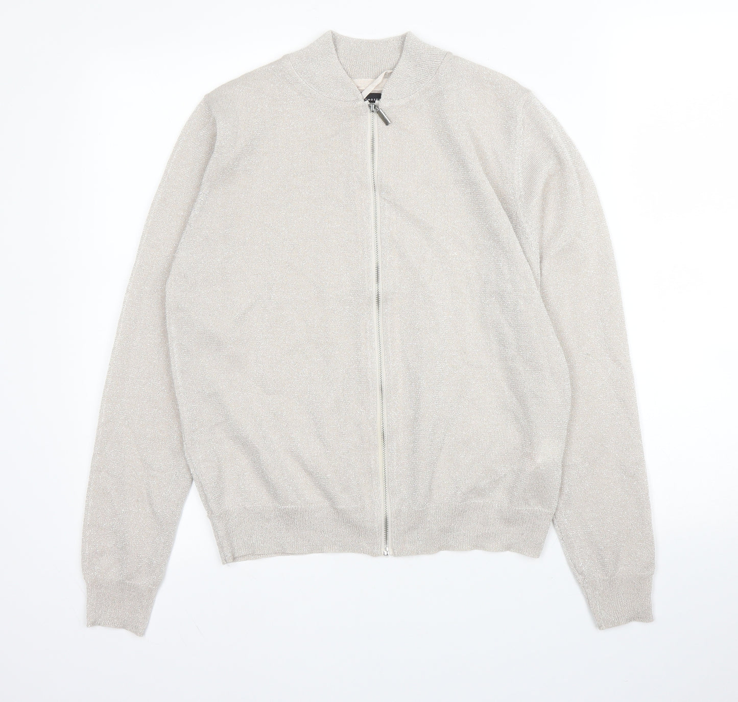 Primark Womens Beige High Neck  Viscose Full Zip Jumper Size 12