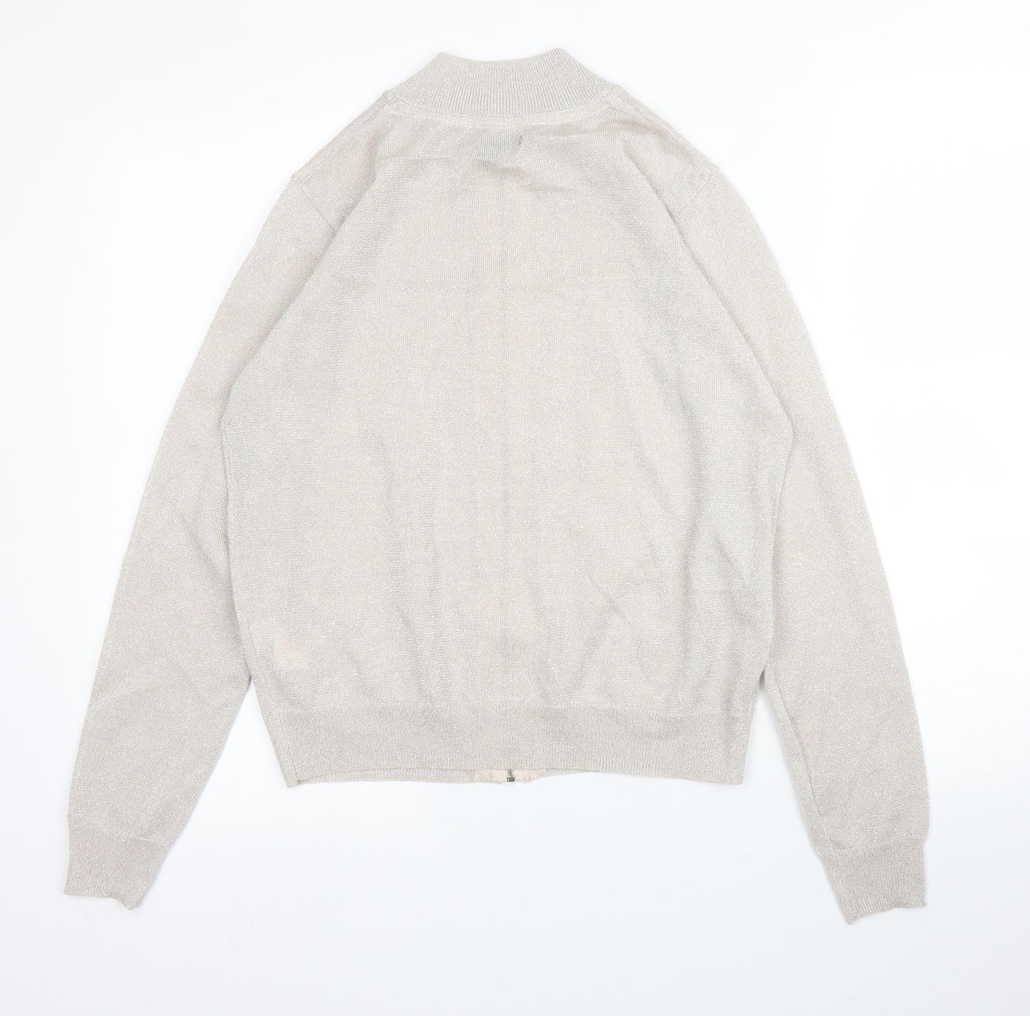 Primark Womens Beige High Neck  Viscose Full Zip Jumper Size 12