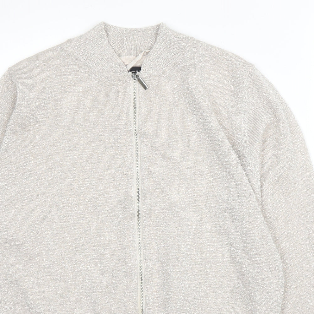 Primark Womens Beige High Neck  Viscose Full Zip Jumper Size 12