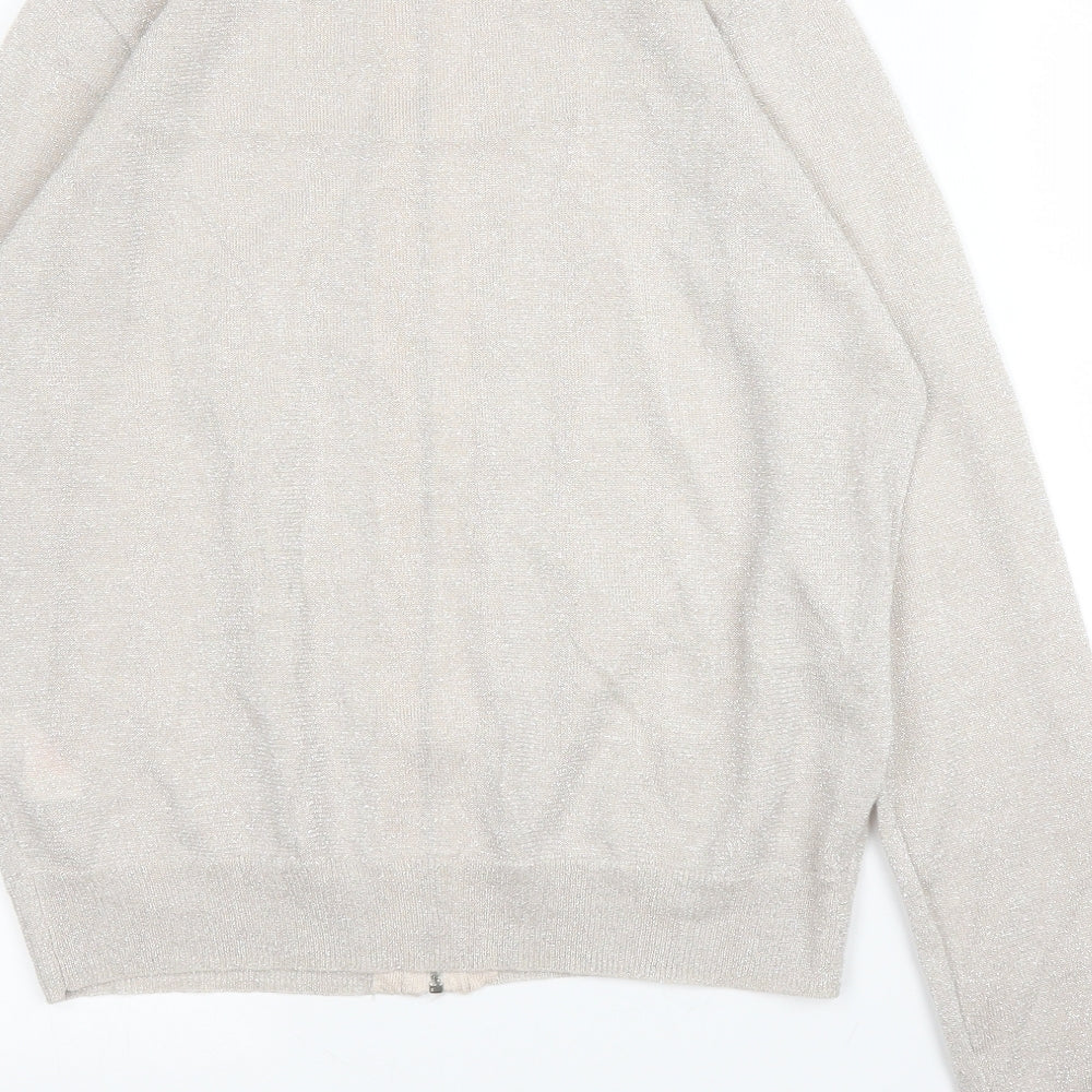 Primark Womens Beige High Neck  Viscose Full Zip Jumper Size 12