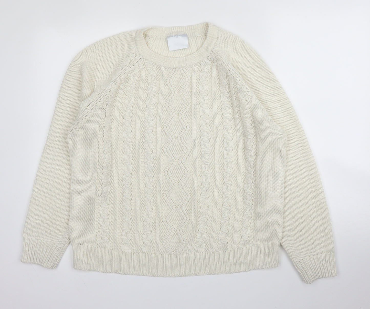 Preworn Womens Ivory Round Neck  Acrylic Pullover Jumper Size L
