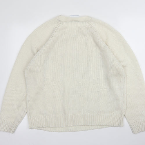 Preworn Womens Ivory Round Neck  Acrylic Pullover Jumper Size L