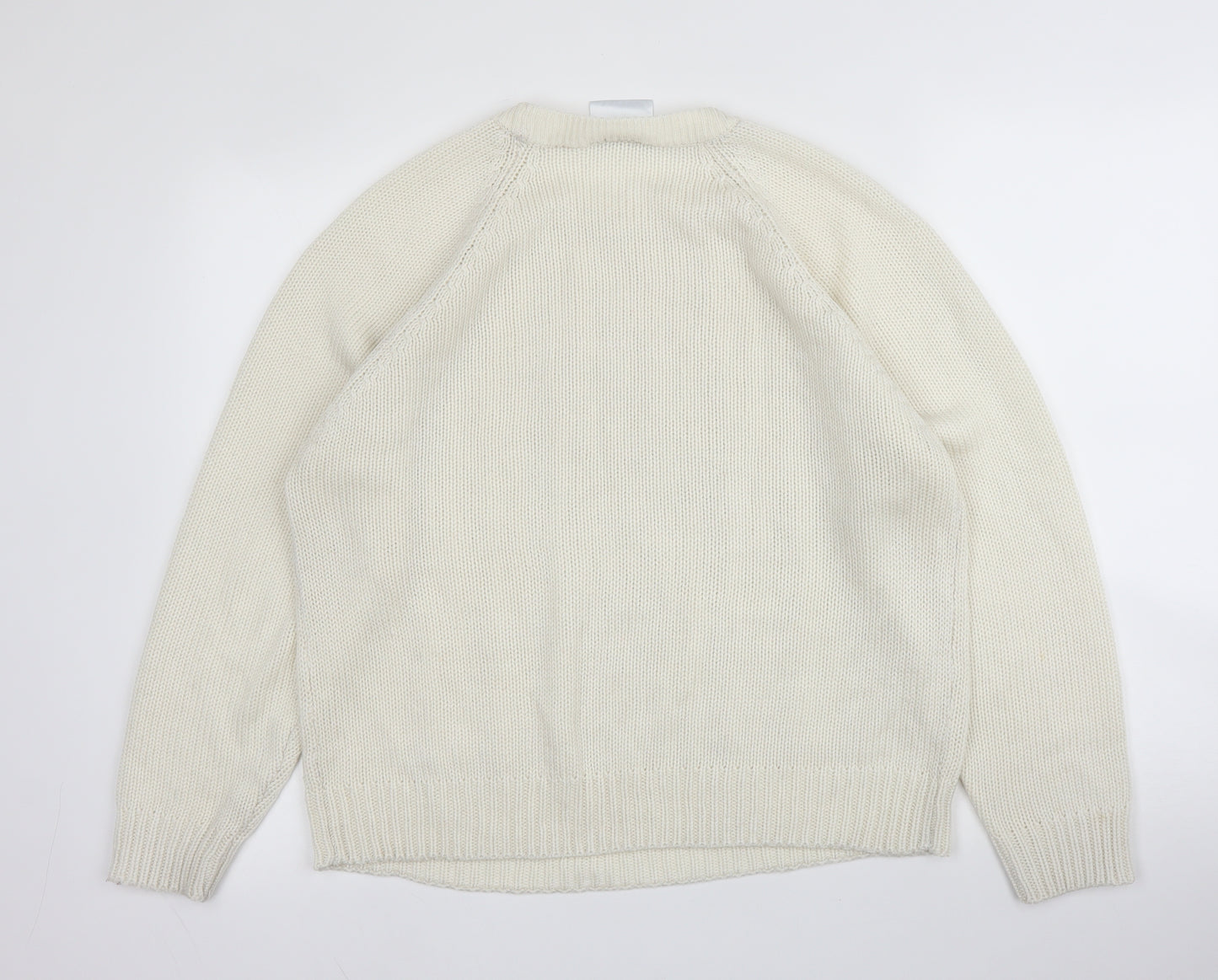 Preworn Womens Ivory Round Neck  Acrylic Pullover Jumper Size L