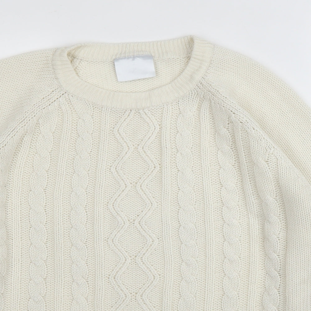 Preworn Womens Ivory Round Neck  Acrylic Pullover Jumper Size L
