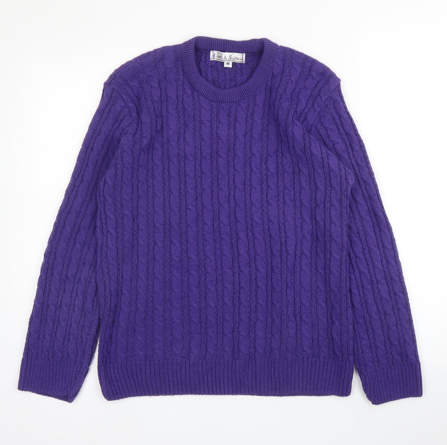 Pure & Natural Womens Purple Round Neck  Acrylic Pullover Jumper Size M