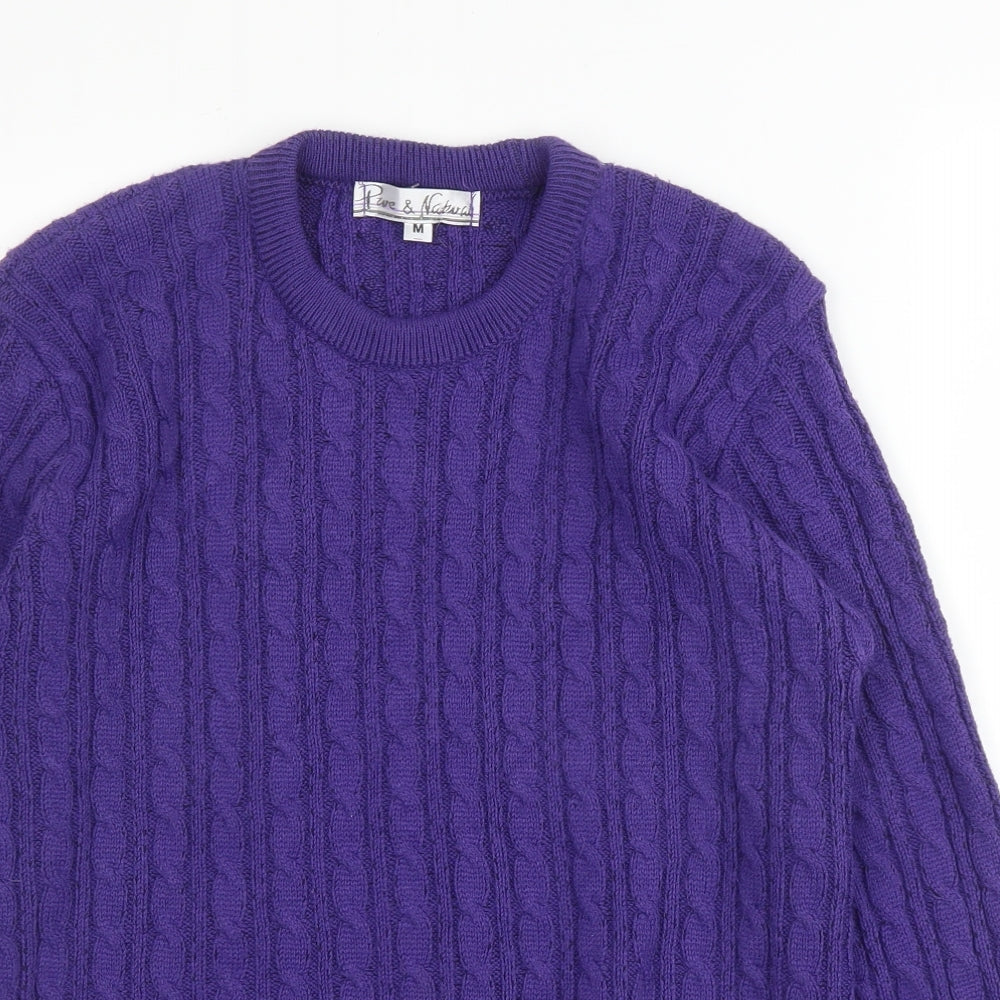 Pure & Natural Womens Purple Round Neck  Acrylic Pullover Jumper Size M