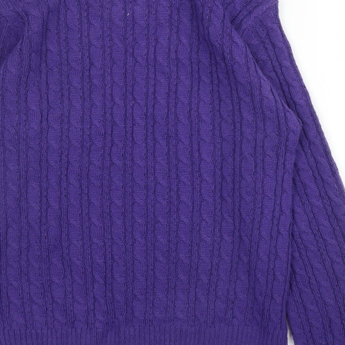 Pure & Natural Womens Purple Round Neck  Acrylic Pullover Jumper Size M