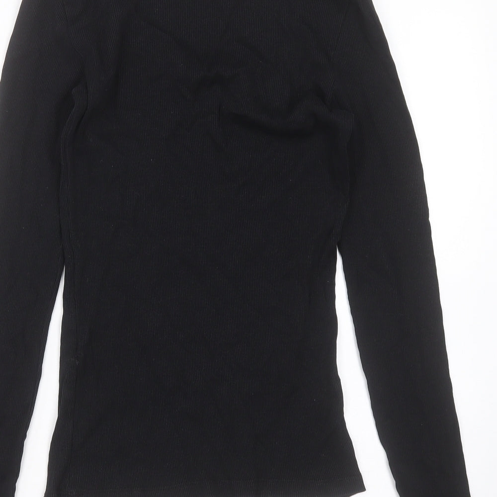 VERO MODA Womens Black  Cotton Basic T-Shirt Size M Scoop Neck - lace trim