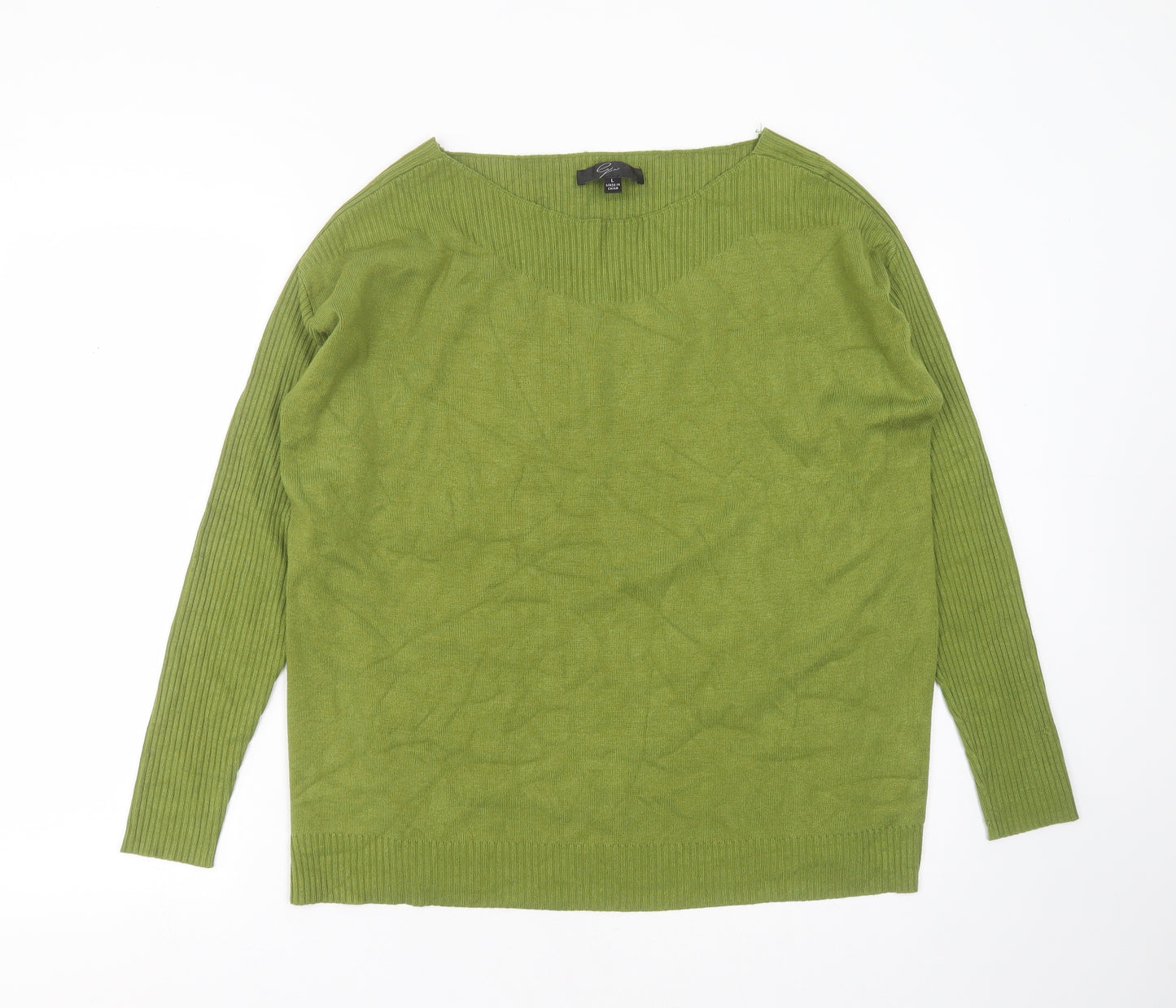 Preworn Womens Green Round Neck  Rayon Pullover Jumper Size L