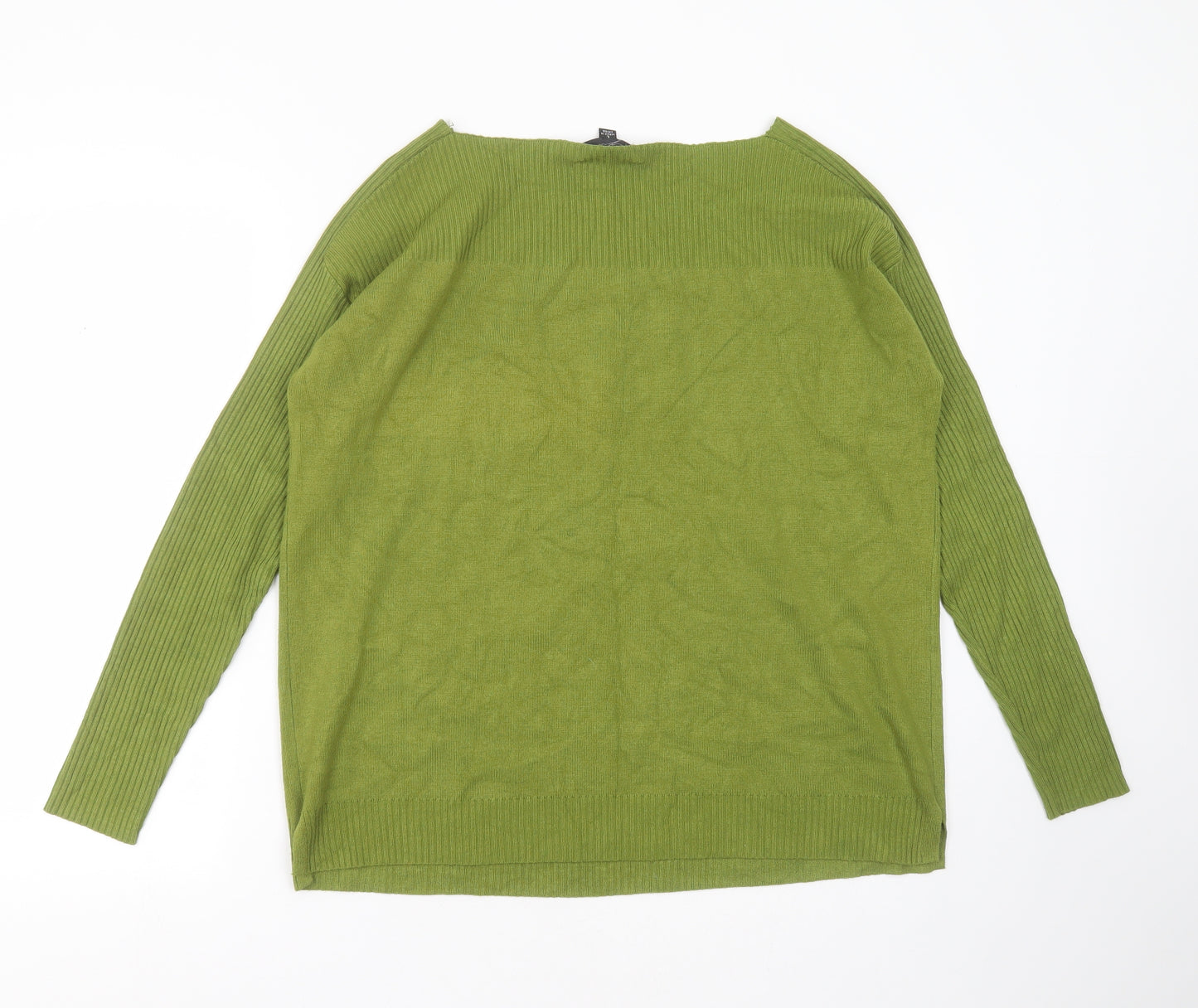 Preworn Womens Green Round Neck  Rayon Pullover Jumper Size L