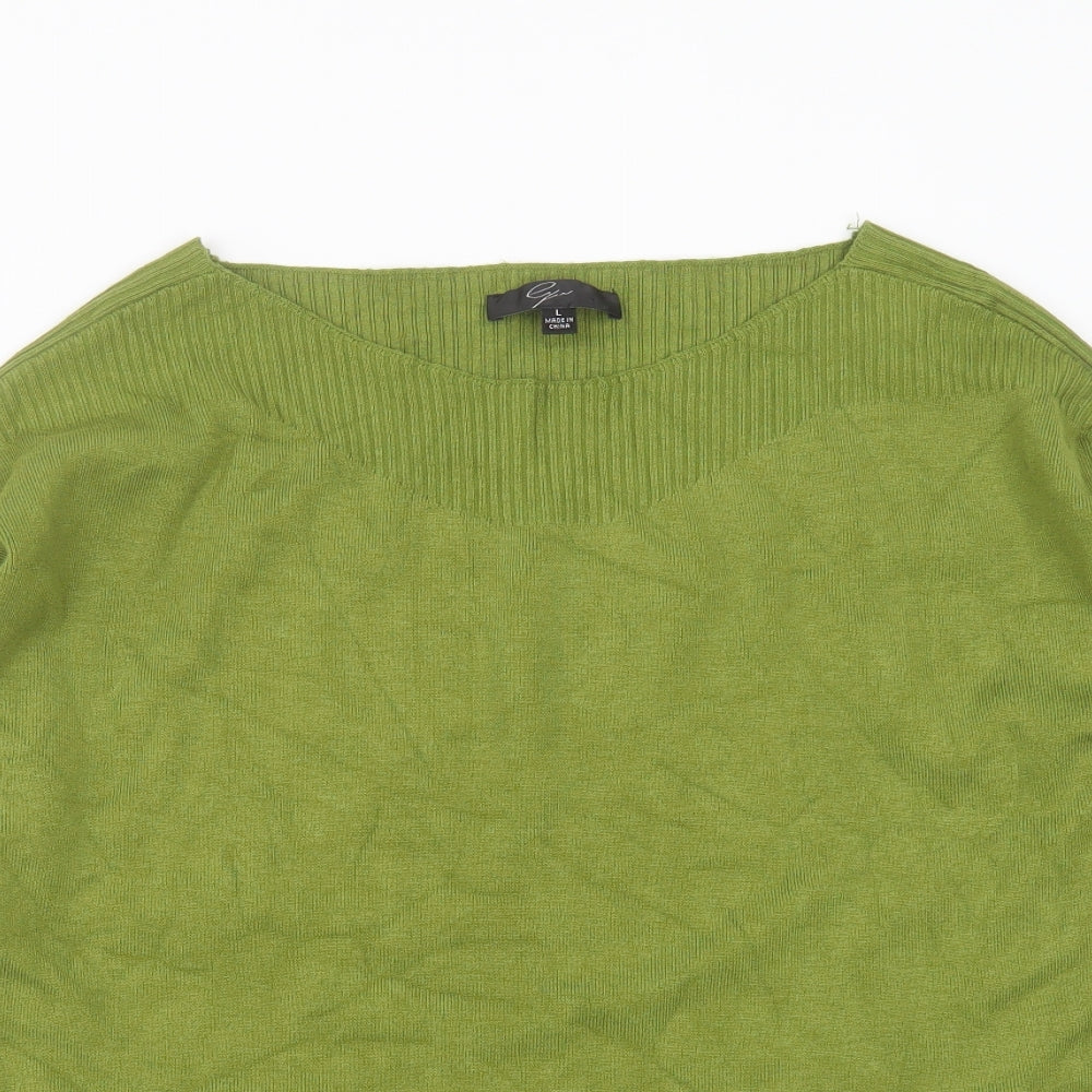 Preworn Womens Green Round Neck  Rayon Pullover Jumper Size L