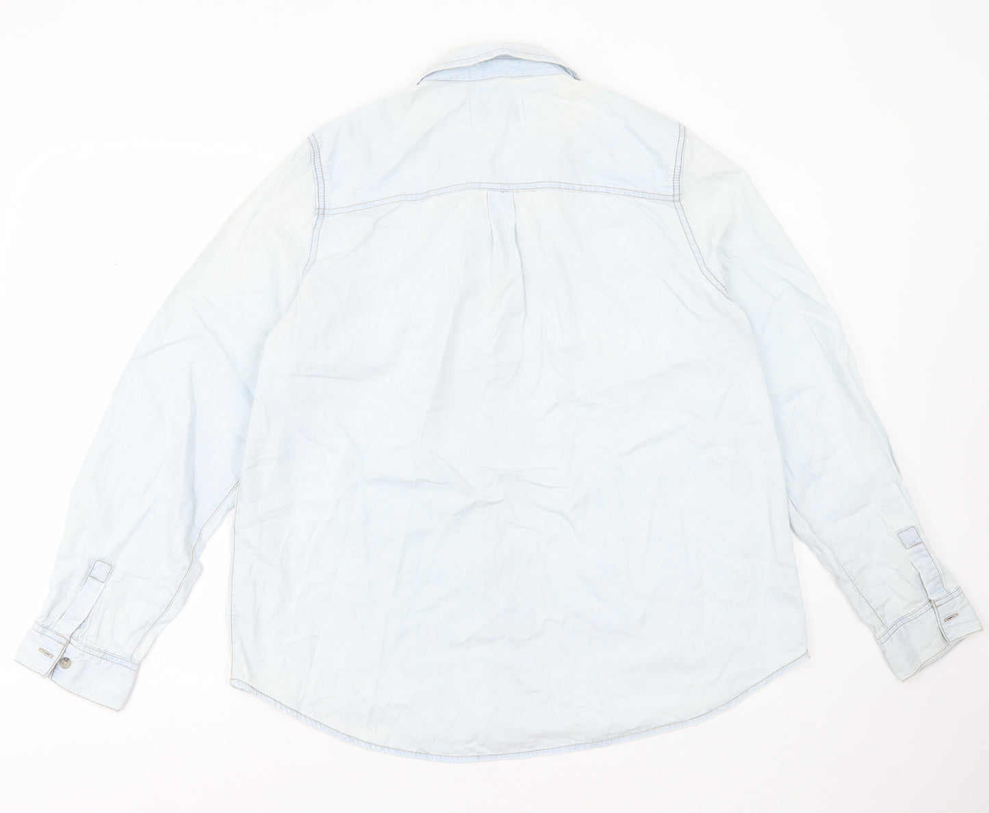 New Look Womens Blue  Cotton Basic Button-Up Size 16 Collared