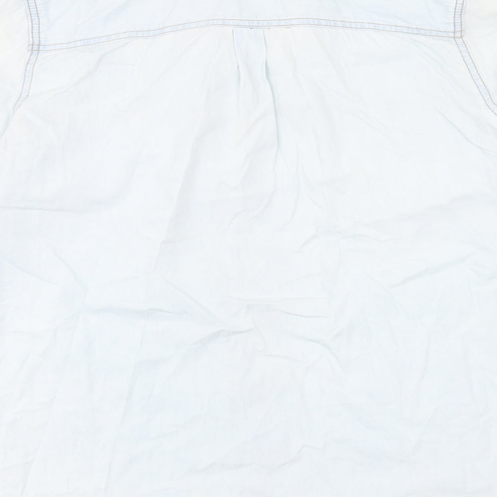 New Look Womens Blue  Cotton Basic Button-Up Size 16 Collared
