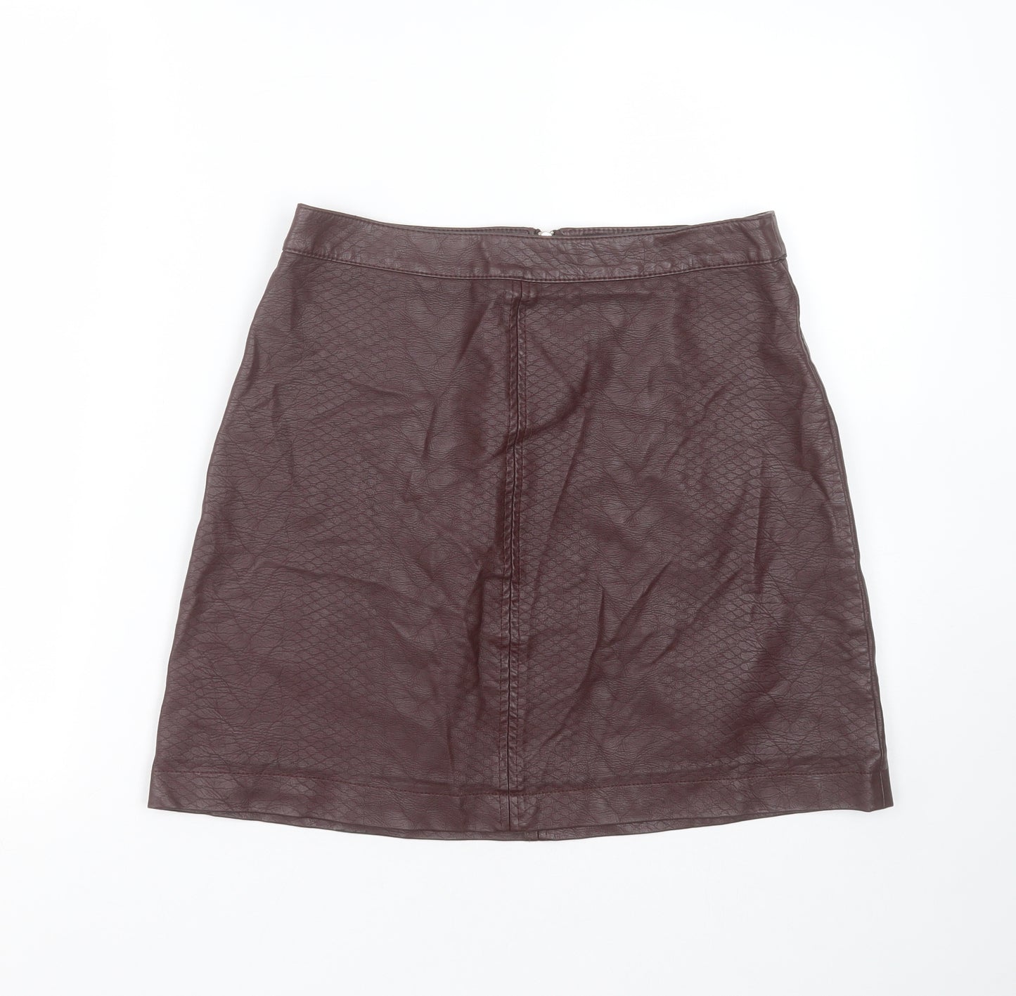 F&F Womens Brown  Polyurethane Mini Skirt Size 8    - burgundy