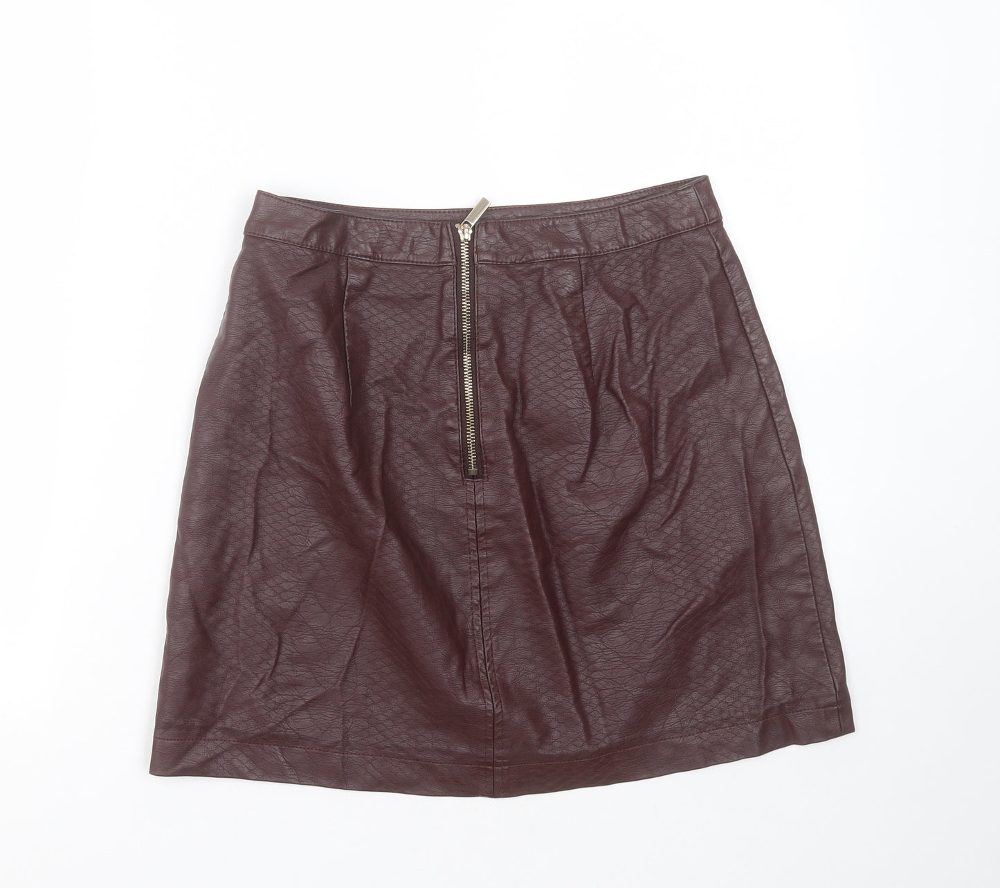 F&F Womens Brown  Polyurethane Mini Skirt Size 8    - burgundy