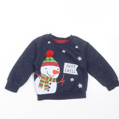 Primark Baby Blue  Polyester Pullover Jumper Size 12-18 Months   - snowman