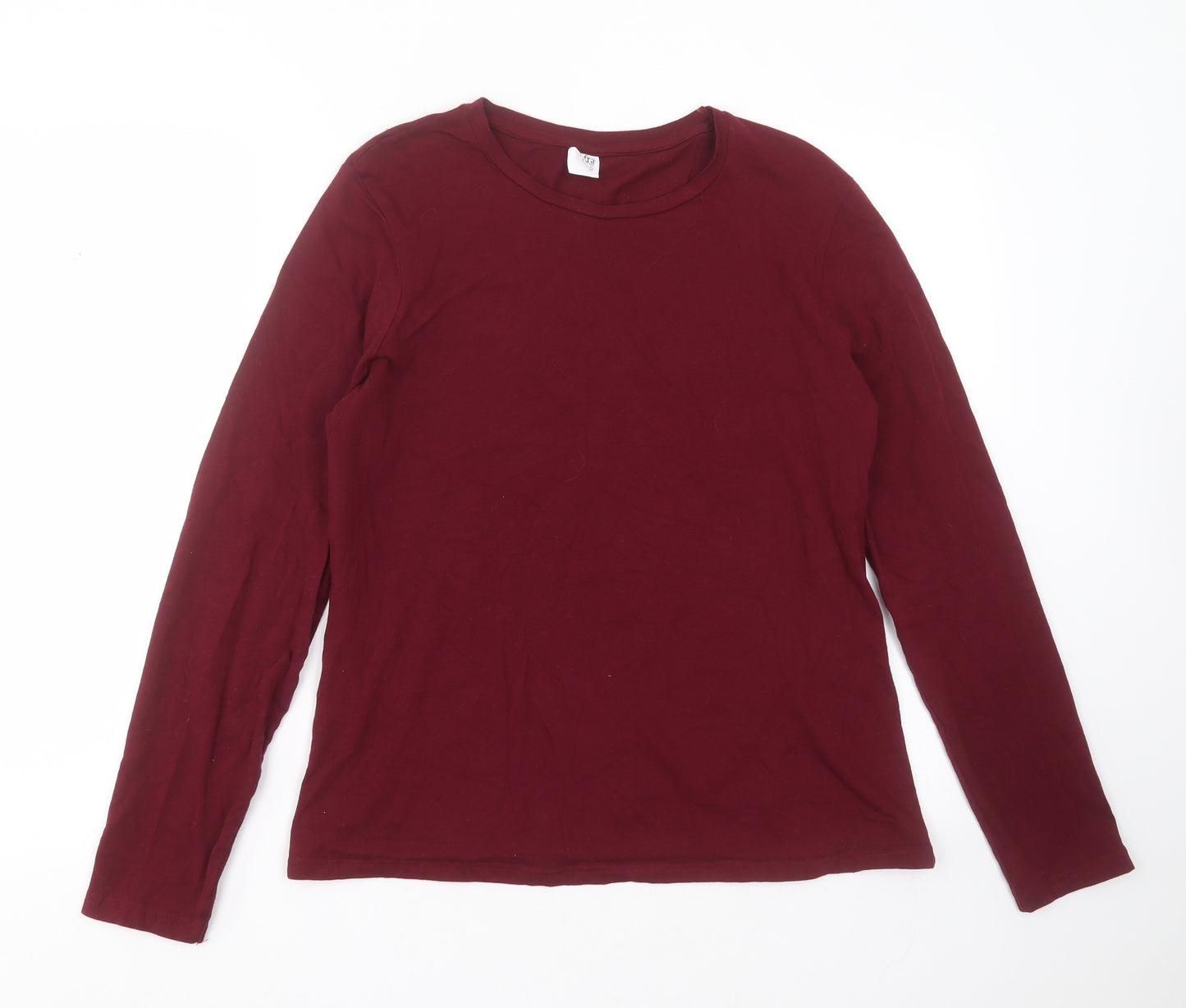 Sofra Womens Purple  Cotton Basic T-Shirt Size L Round Neck
