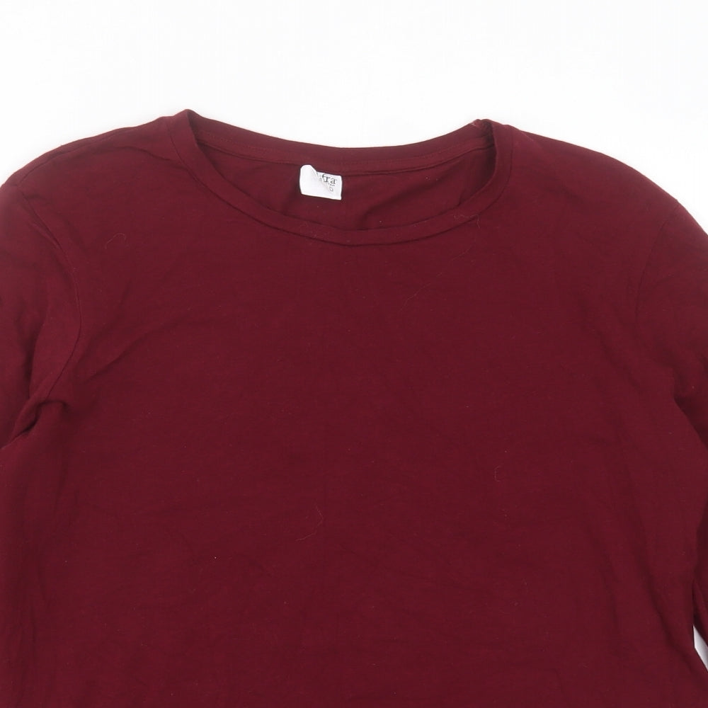 Sofra Womens Purple  Cotton Basic T-Shirt Size L Round Neck