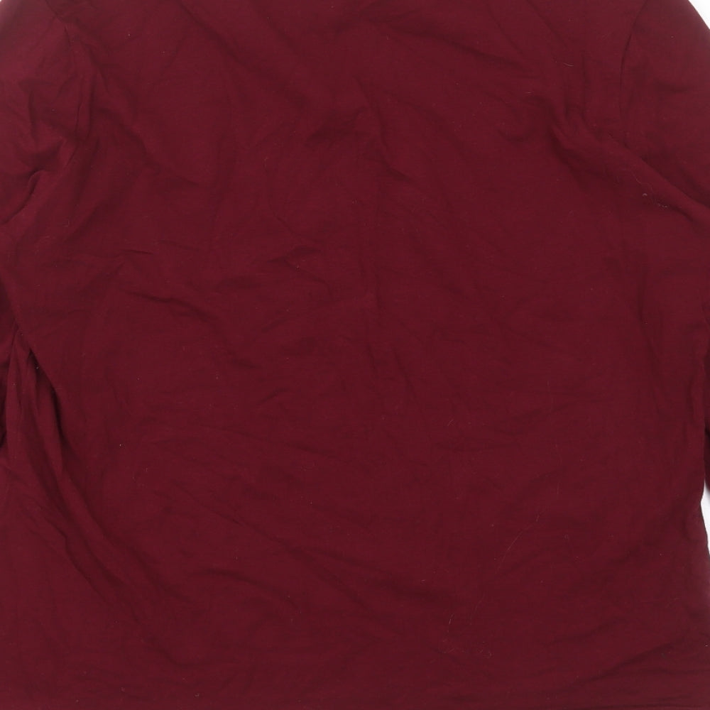Sofra Womens Purple  Cotton Basic T-Shirt Size L Round Neck