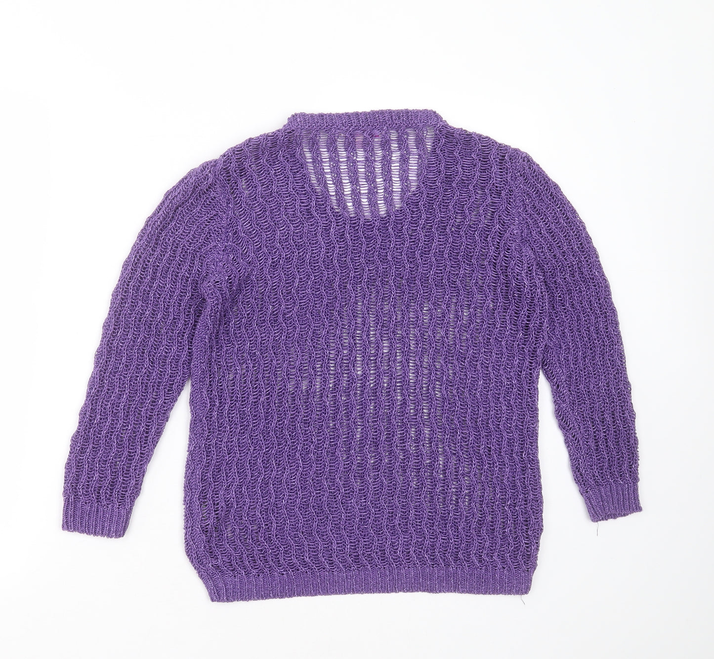 Marks and Spencer Womens Purple Round Neck Geometric Acrylic Pullover Jumper Size M
