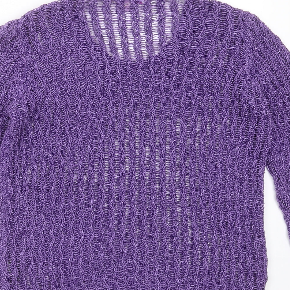 Marks and Spencer Womens Purple Round Neck Geometric Acrylic Pullover Jumper Size M