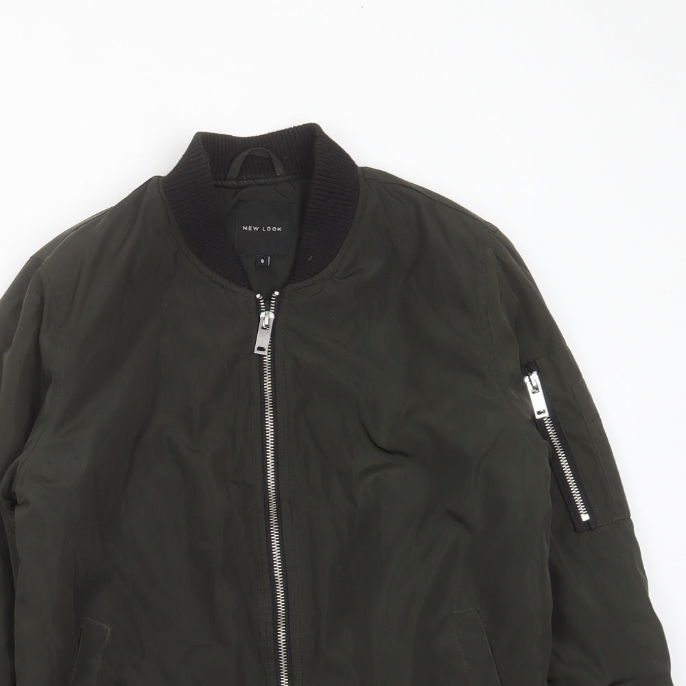 New Look Womens Green   Bomber Jacket Jacket Size 8  Zip