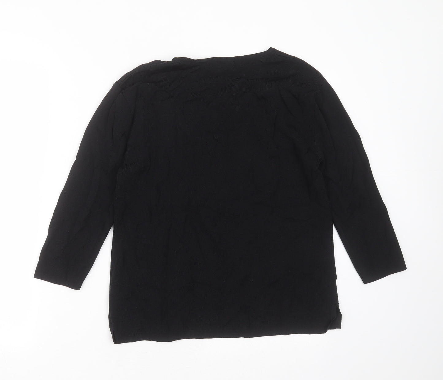 Angelina Womens Black Round Neck Floral Viscose Pullover Jumper Size S   - floral detail