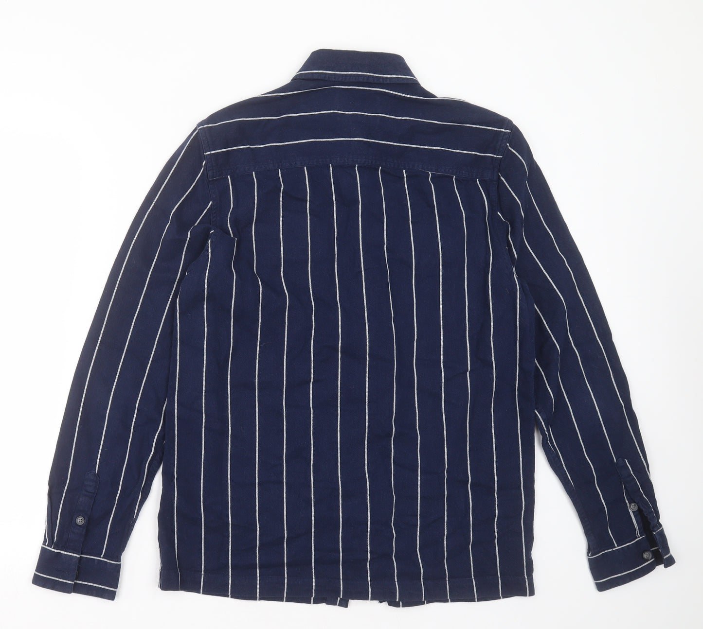 Topman Mens Blue Striped Cotton  Button-Up Size XS Collared Button