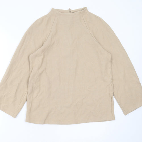 Marks and Spencer Womens Beige Round Neck  Polyester Pullover Jumper Size 12