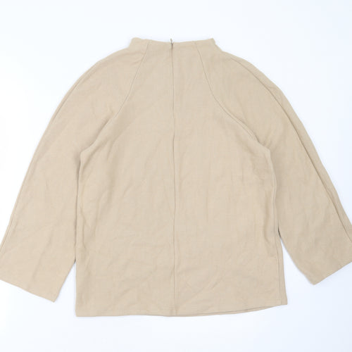 Marks and Spencer Womens Beige Round Neck  Polyester Pullover Jumper Size 12