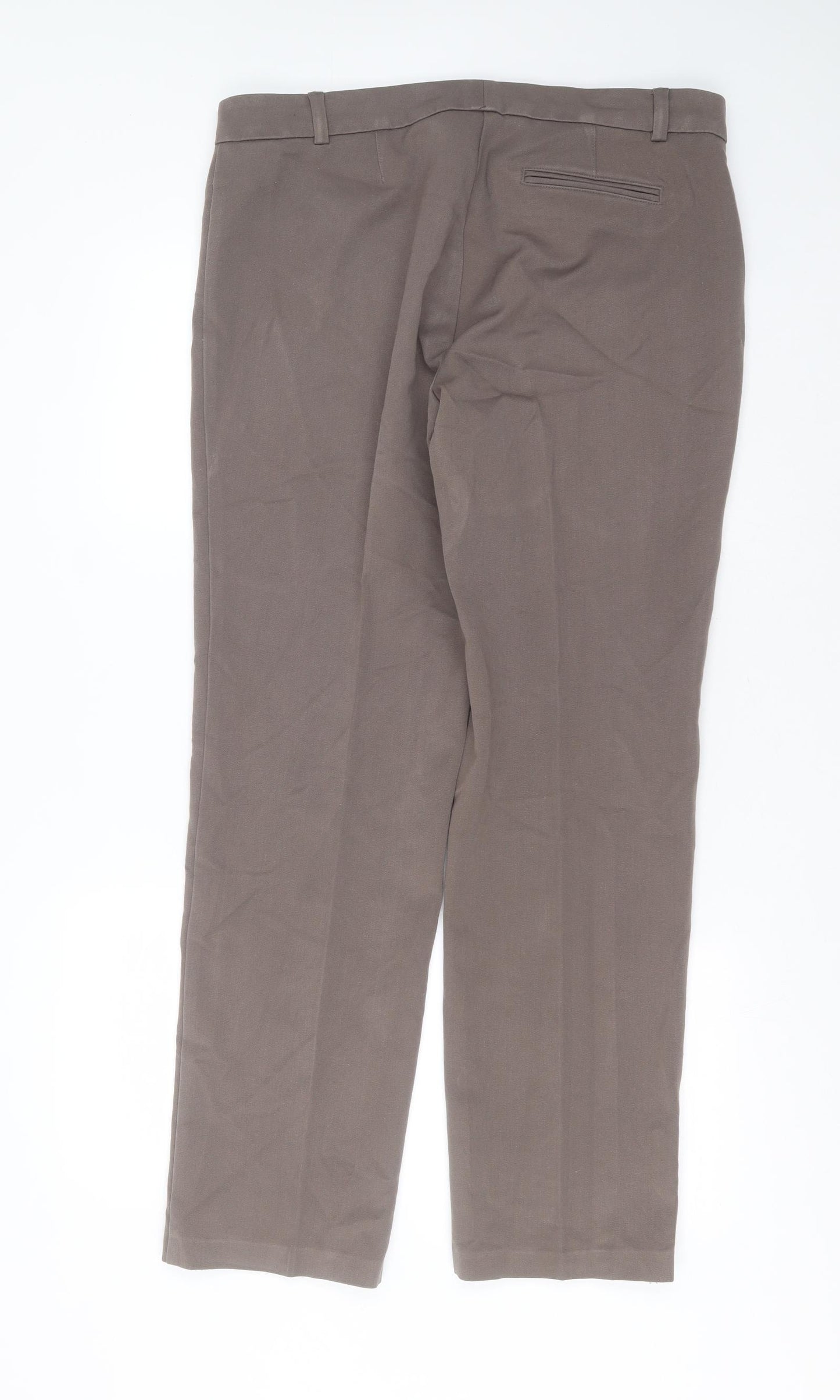 Marks and Spencer Womens Brown  Polyester Trousers  Size 16 L31 in Slim Zip