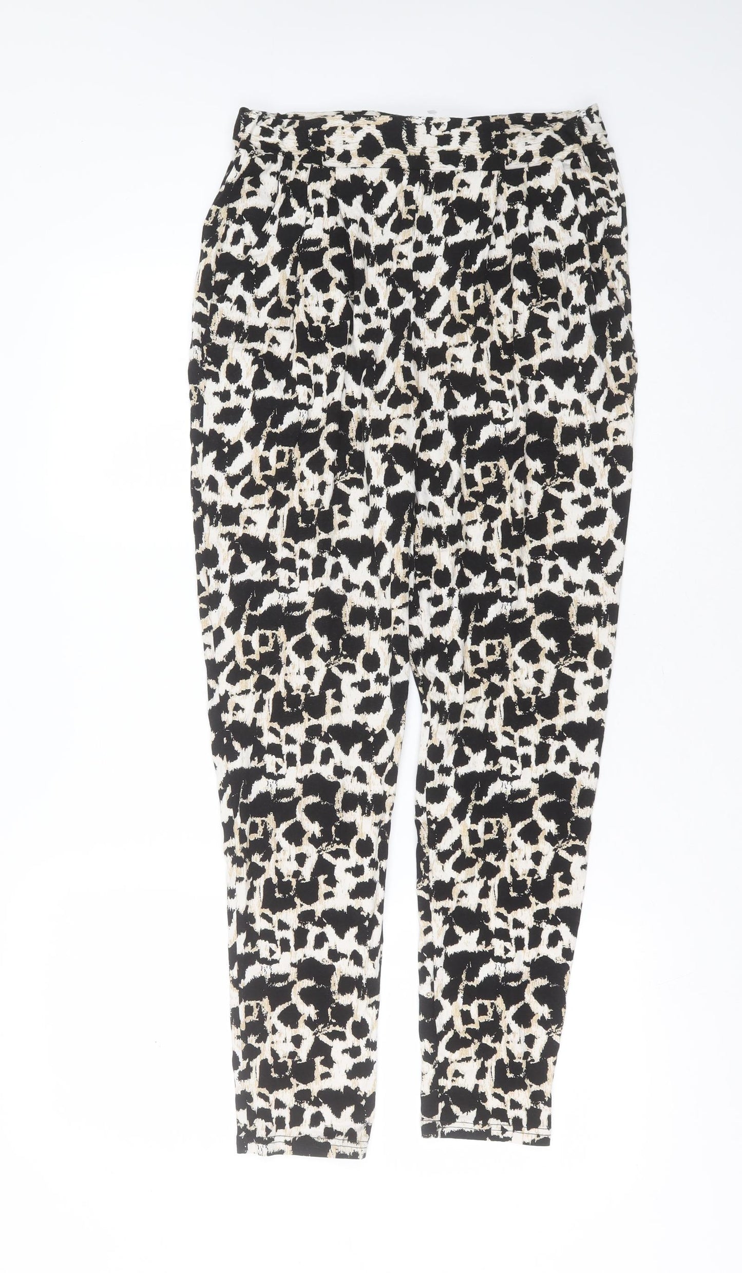 Roman Womens Black Geometric Viscose Bloomer Trousers Size 10 L29 in Slim