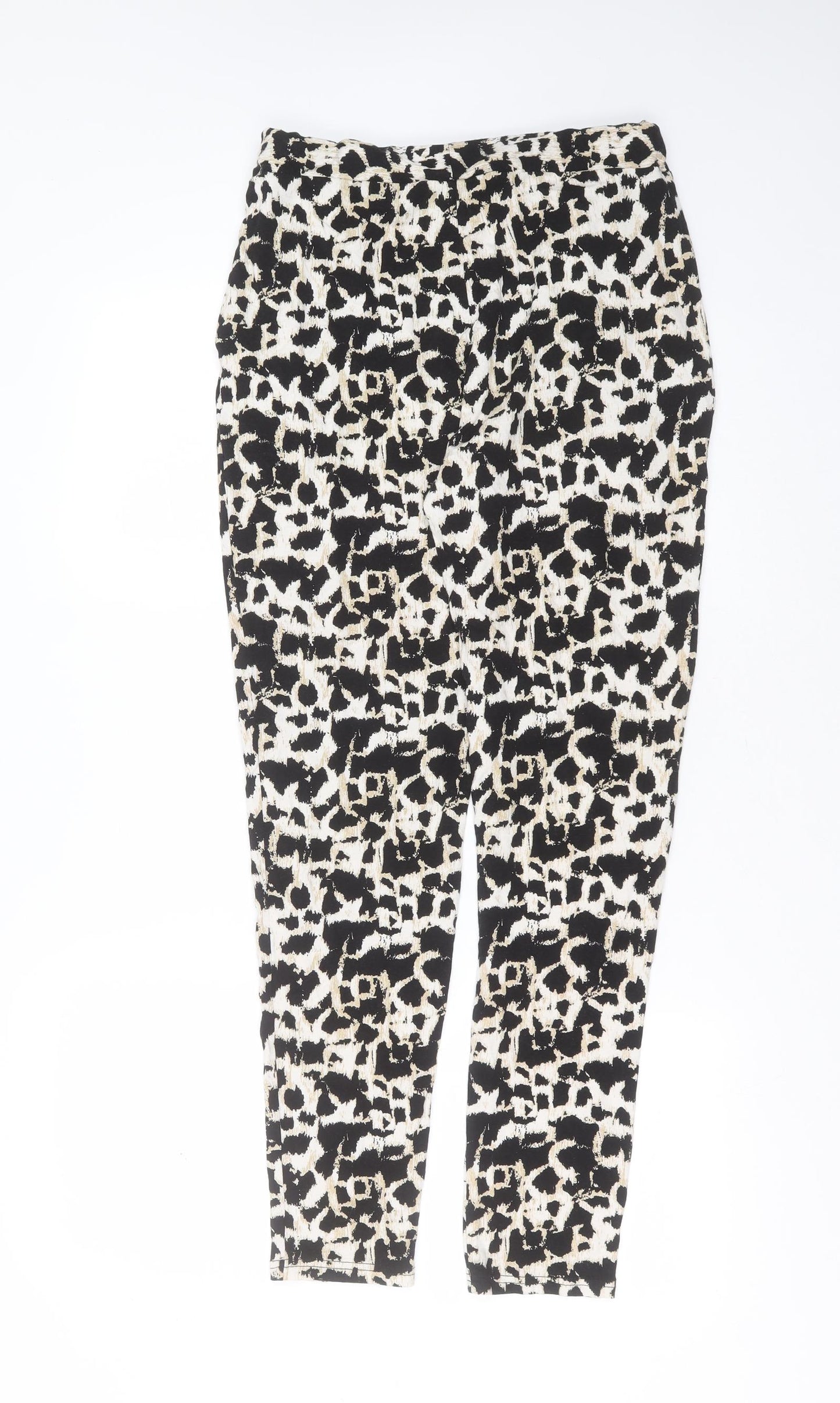 Roman Womens Black Geometric Viscose Bloomer Trousers Size 10 L29 in Slim