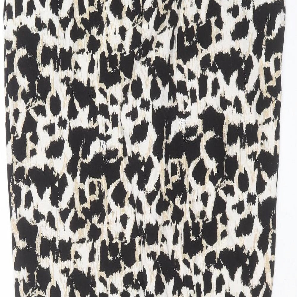 Roman Womens Black Geometric Viscose Bloomer Trousers Size 10 L29 in Slim