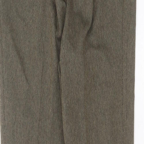 BM Womens Green Herringbone Polyester Trousers  Size 12 L25 in Regular
