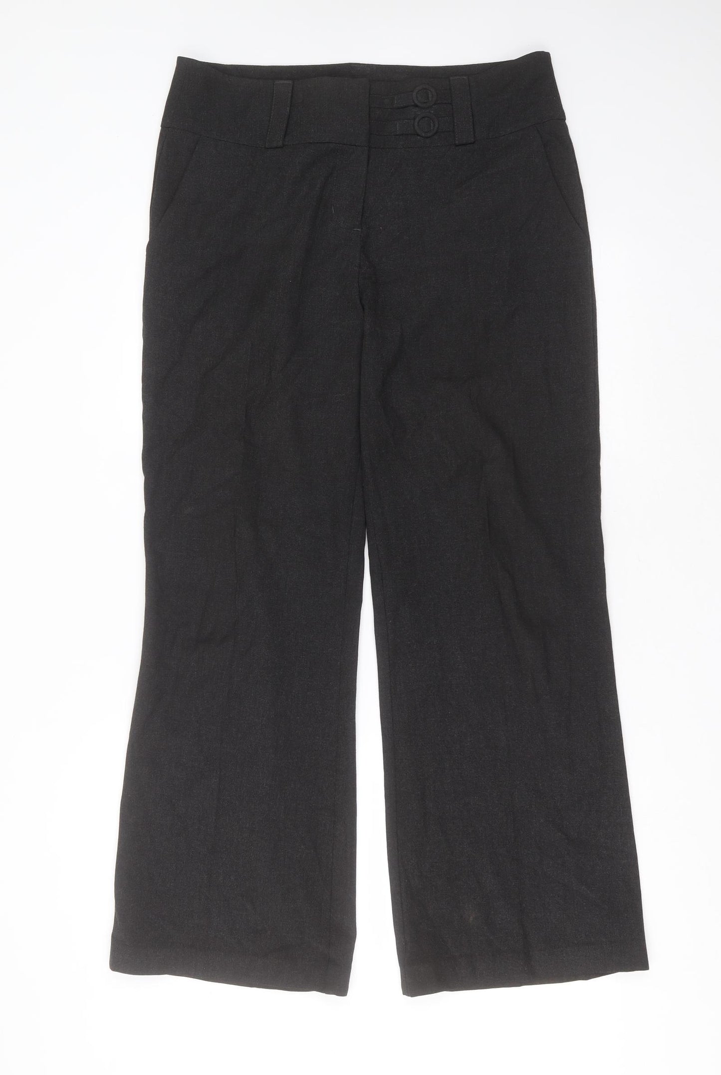 Marks and Spencer Womens Grey  Polyester Blend Trousers  Size 36 in L30 in Regular Zip