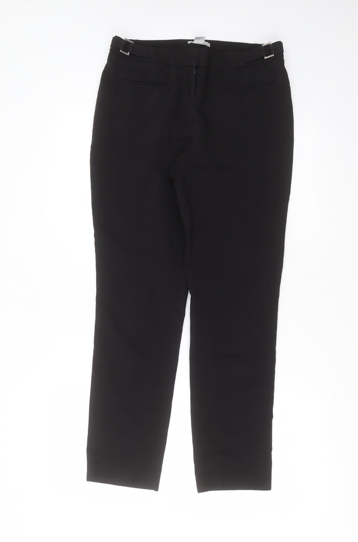H&M Womens Black  Cotton Trousers  Size 10 L28 in Regular Zip