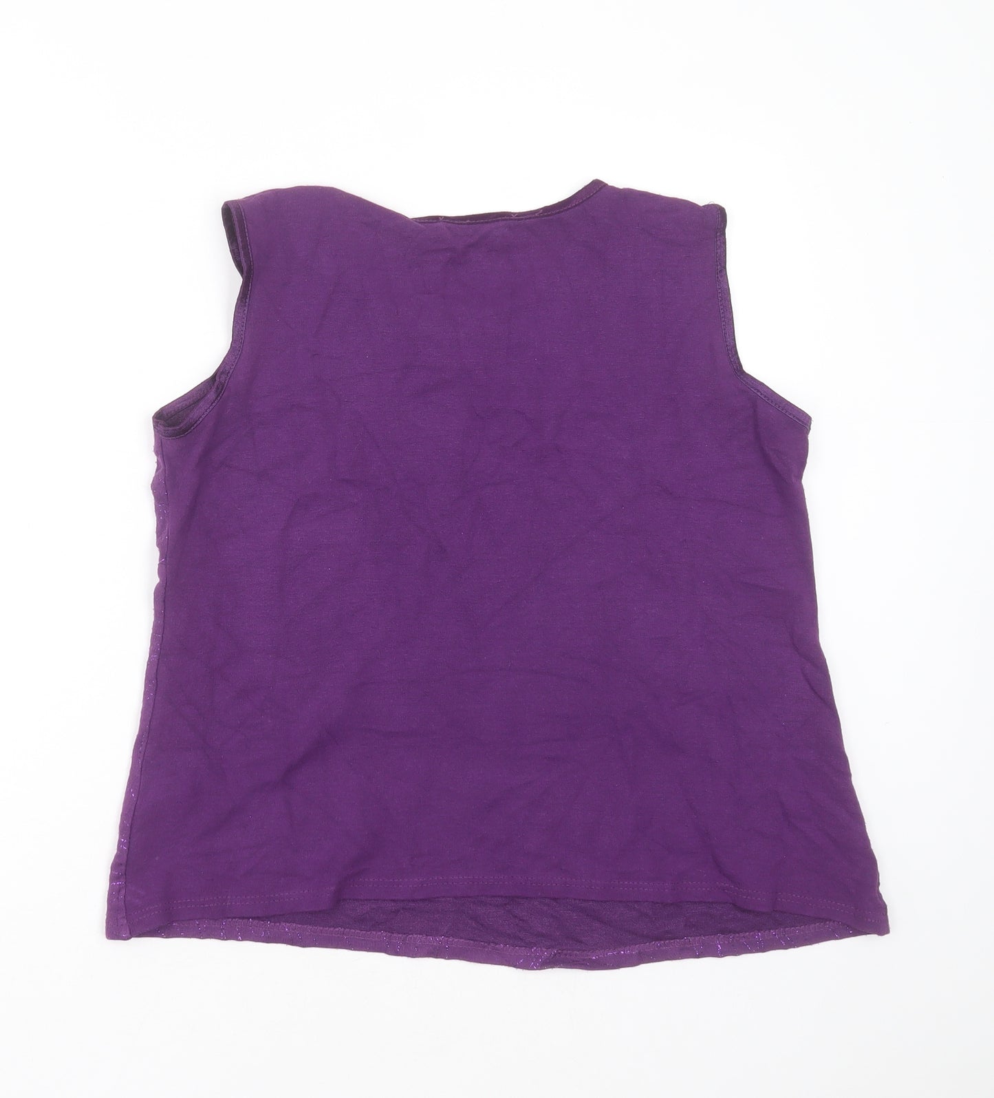 Bonmarché Womens Purple Geometric Viscose Basic T-Shirt Size M Round Neck