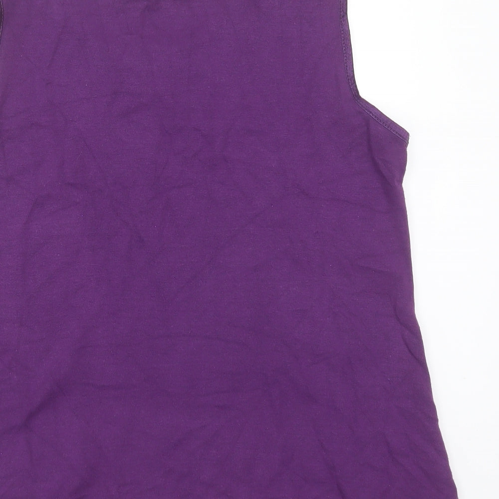 Bonmarché Womens Purple Geometric Viscose Basic T-Shirt Size M Round Neck
