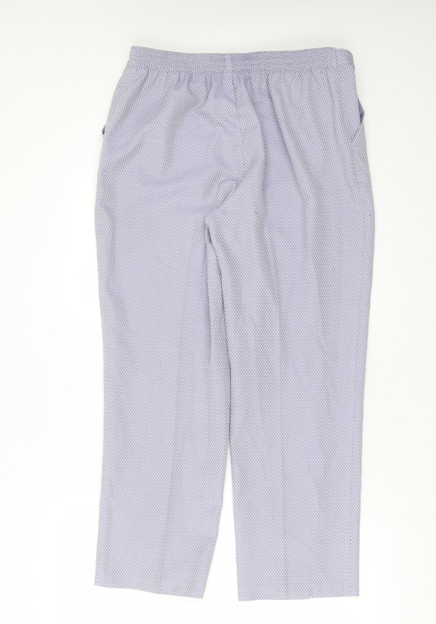 Marks and Spencer Womens Blue Geometric Polyester Trousers  Size 14 L27 in Regular