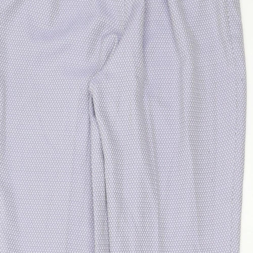 Marks and Spencer Womens Blue Geometric Polyester Trousers  Size 14 L27 in Regular