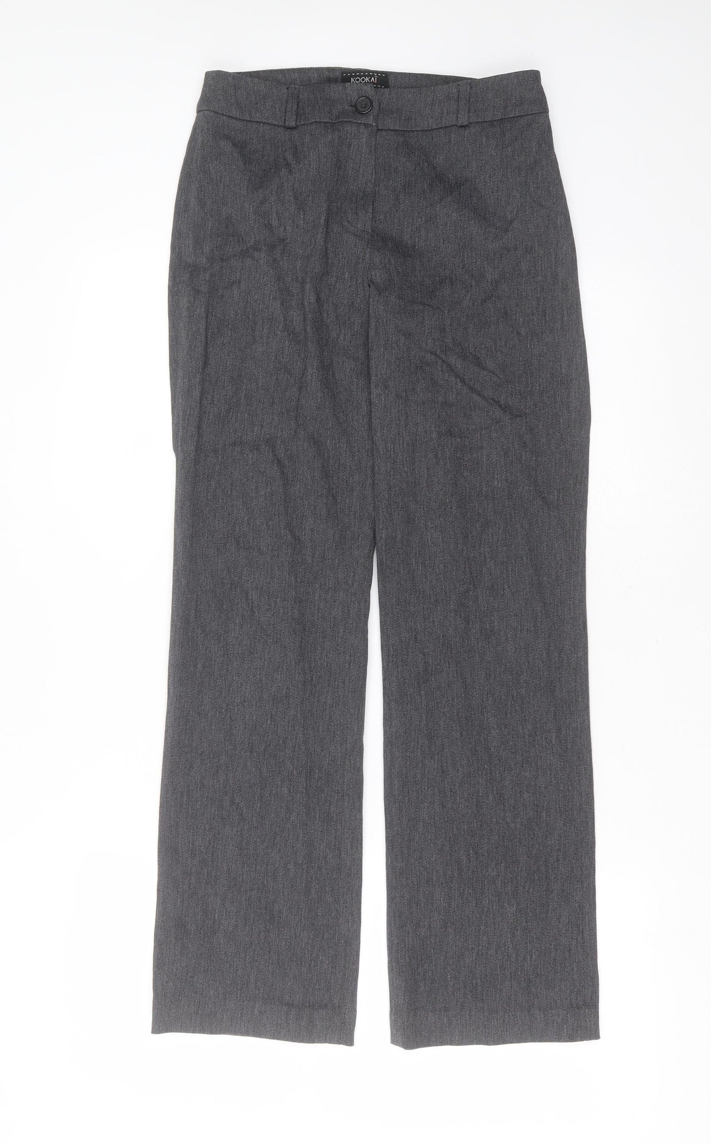 Kookai Womens Grey  Polyester Trousers  Size 8 L29 in Regular Zip