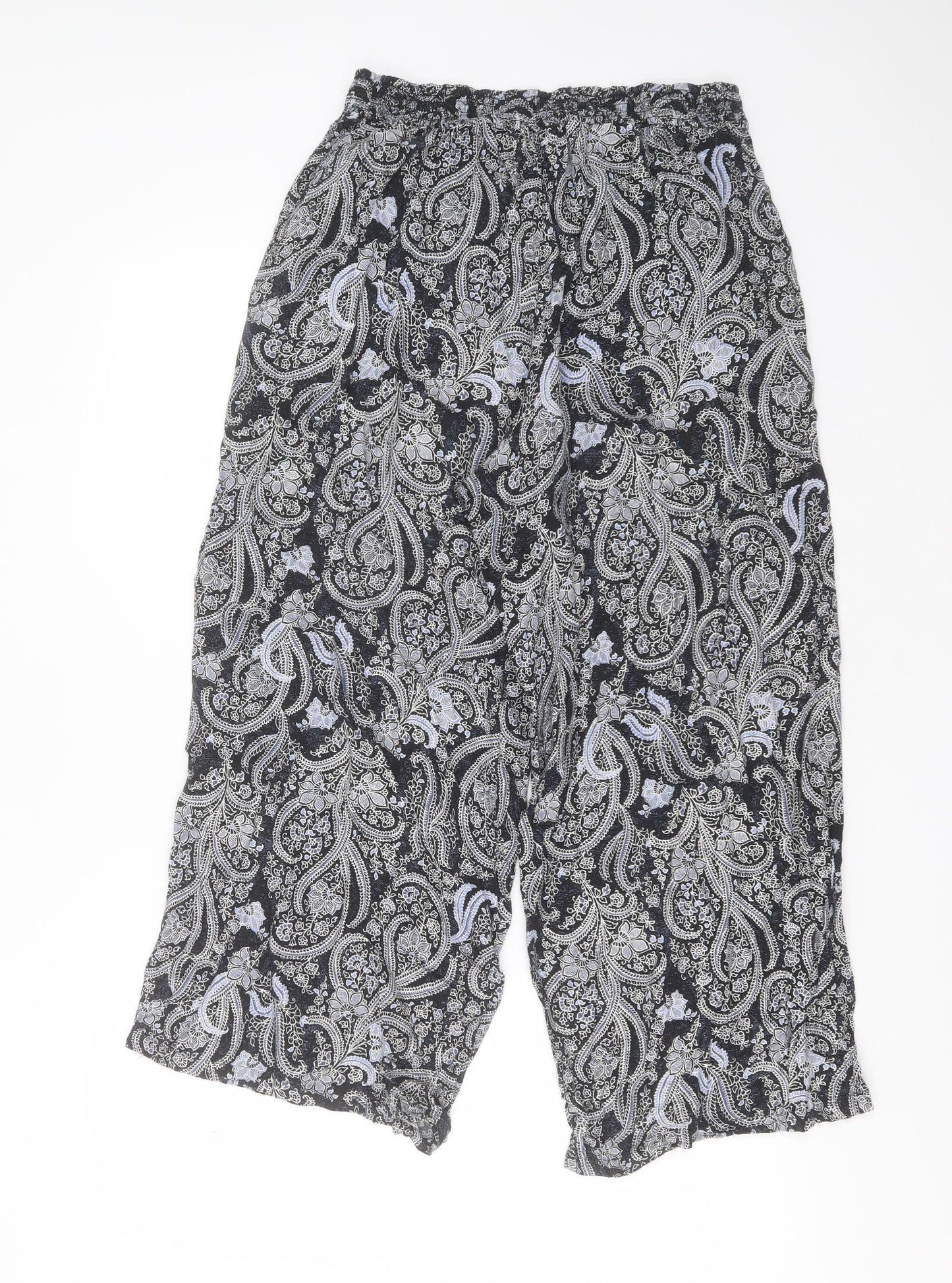George Womens Blue Floral Viscose Cropped Trousers Size 12 L25 in Regular